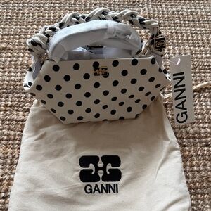 Ganni Black and White Polka Dot mini bou Bag